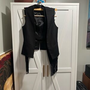 BCBGMaxAzria Black Fringe Vest